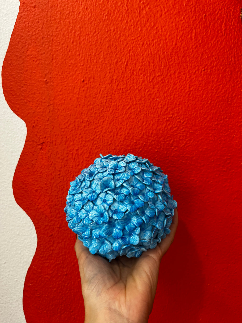 Boule hortensia artisanale bleue