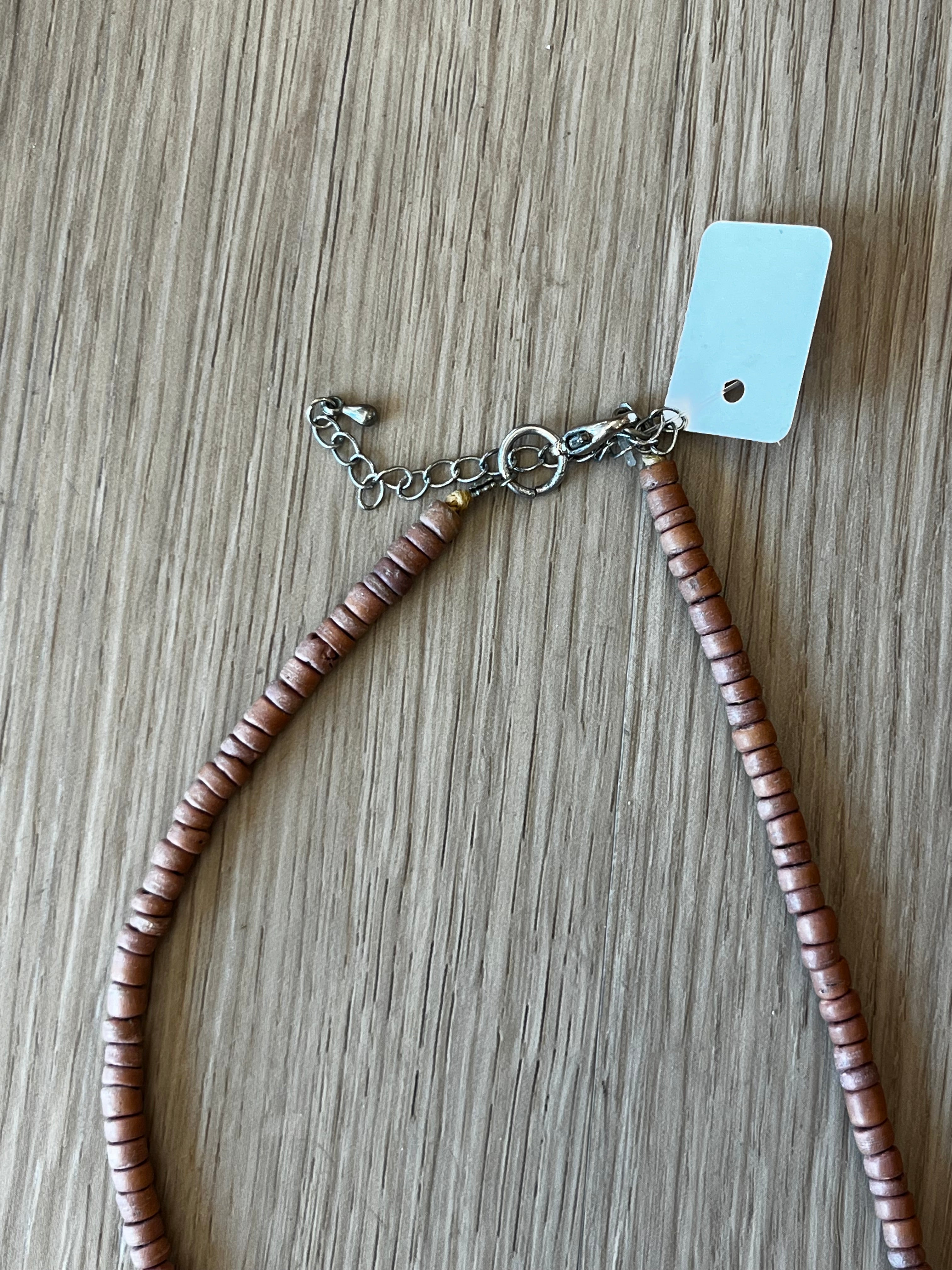 Collier vintage bois et perles