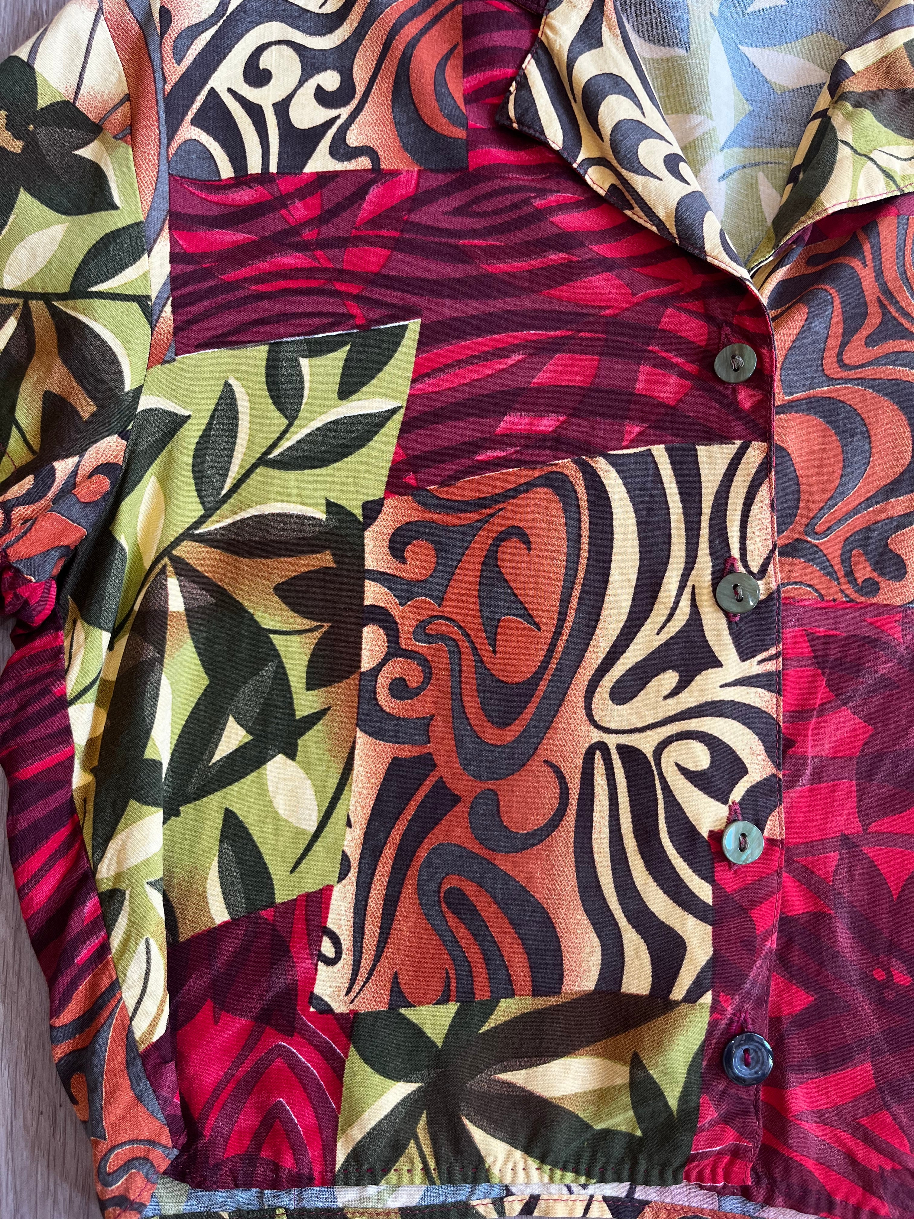 Chemise crop à motifs rétro