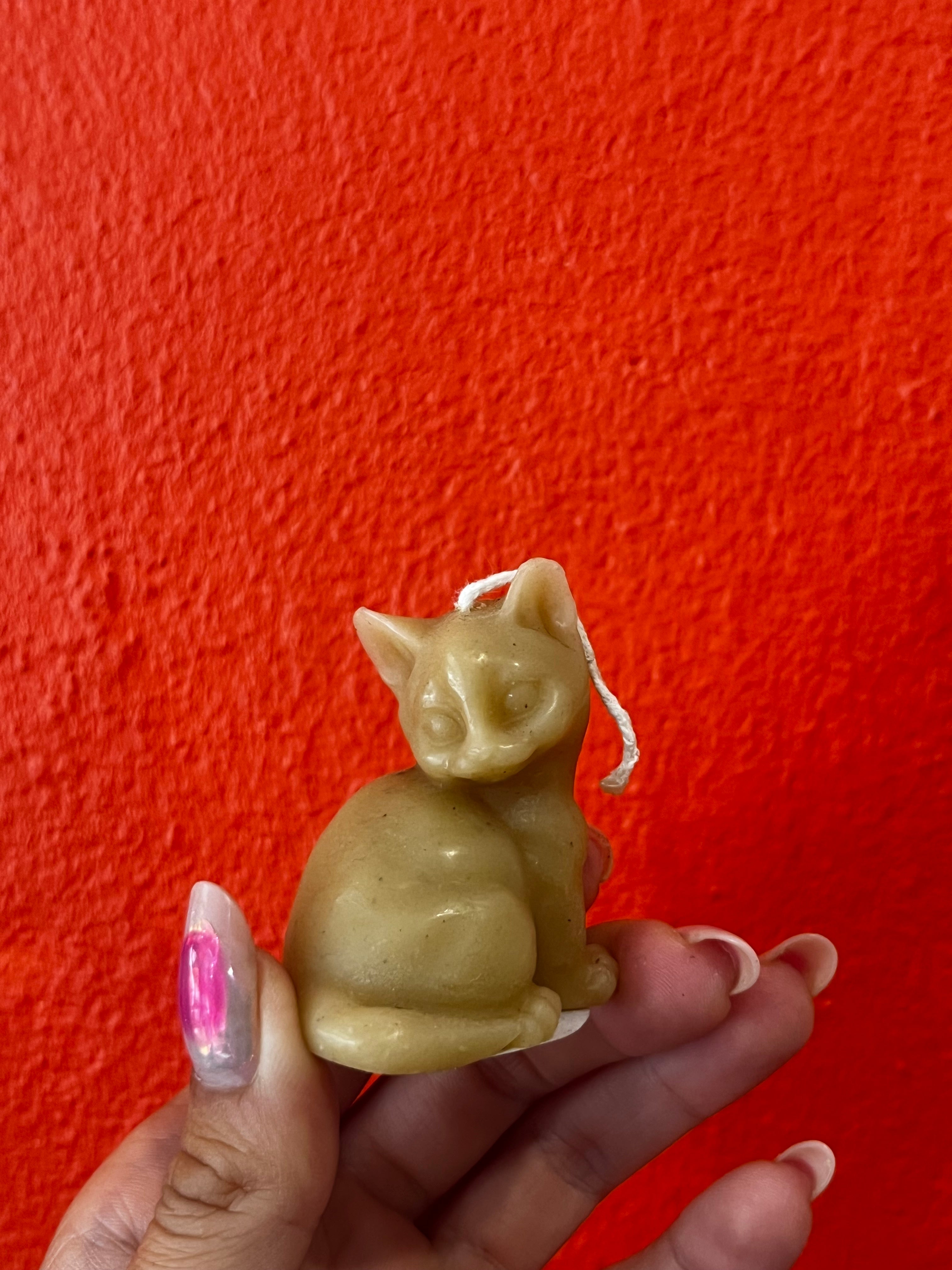 Bougie cire d’abeille petit chat