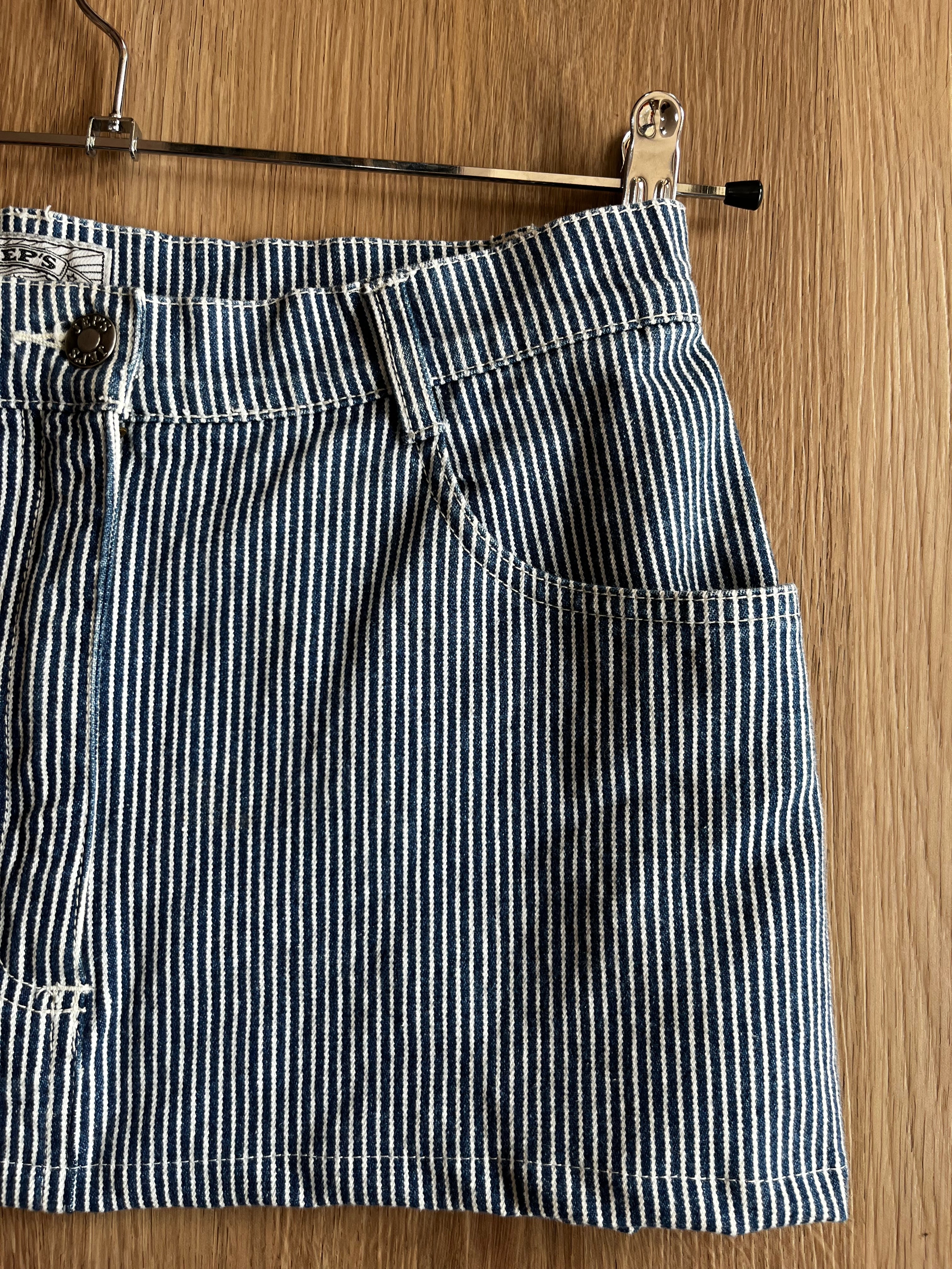 Mini jupe bleue a rayures vintage