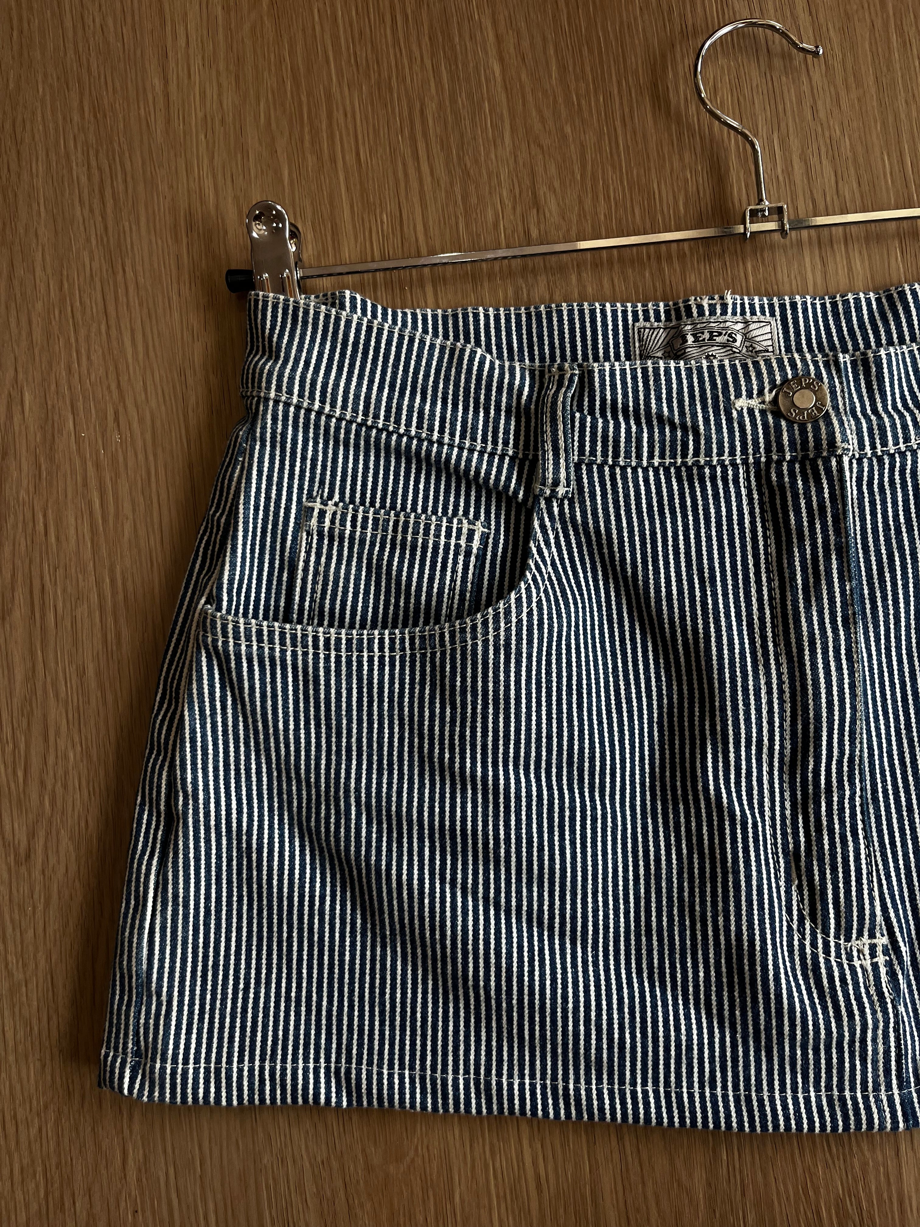 Mini jupe bleue a rayures vintage