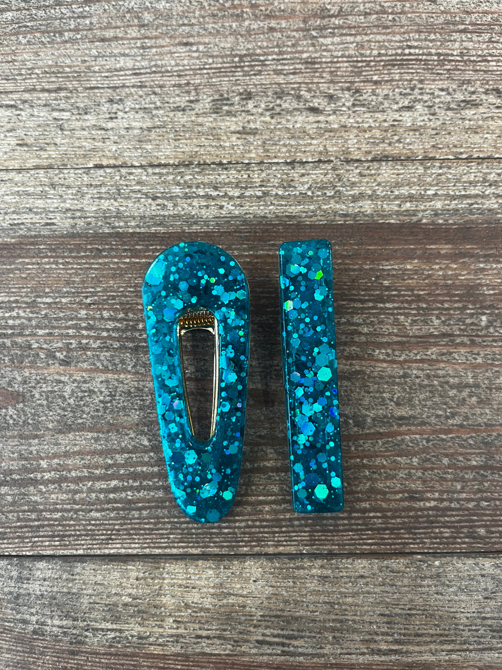 Barrettes bleues 2 en résine