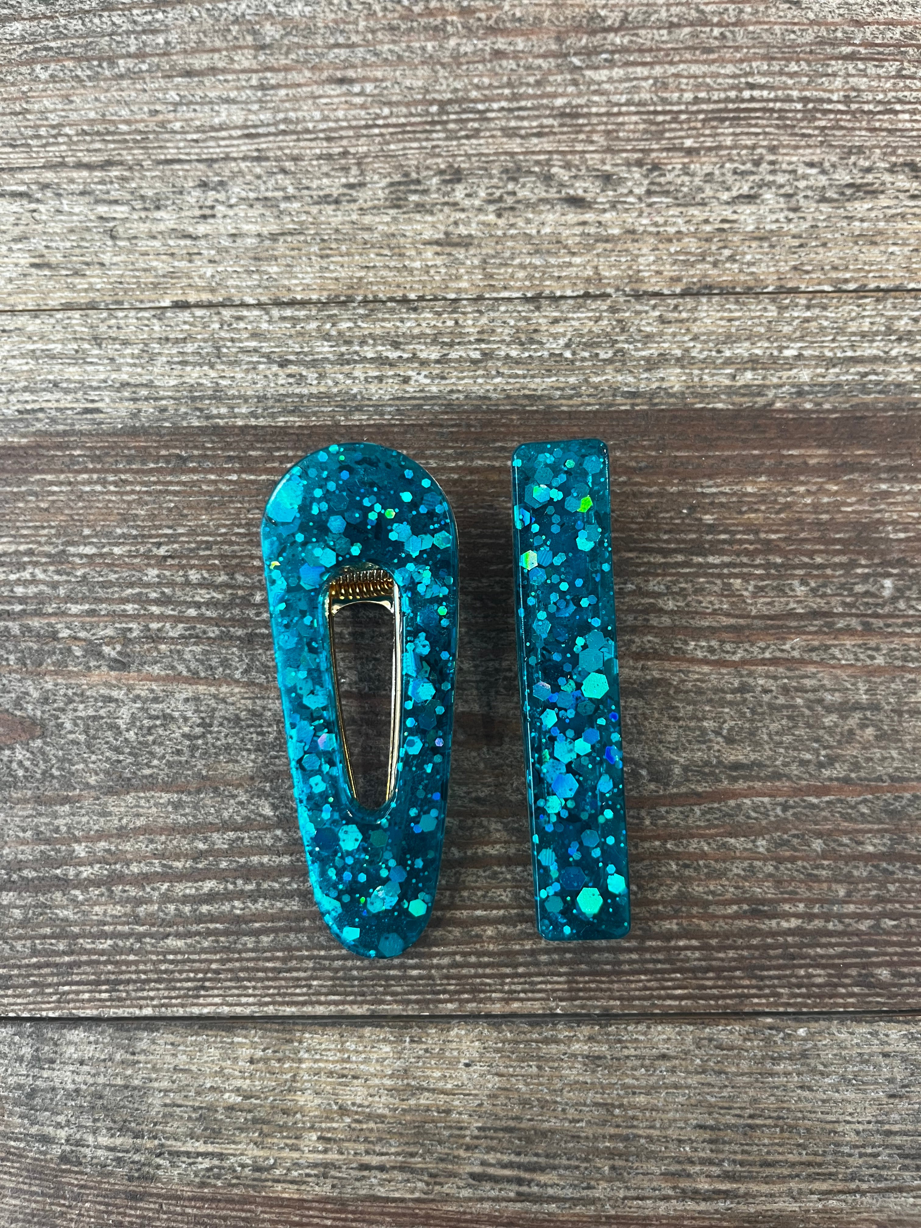 Barrettes bleues 2 en résine