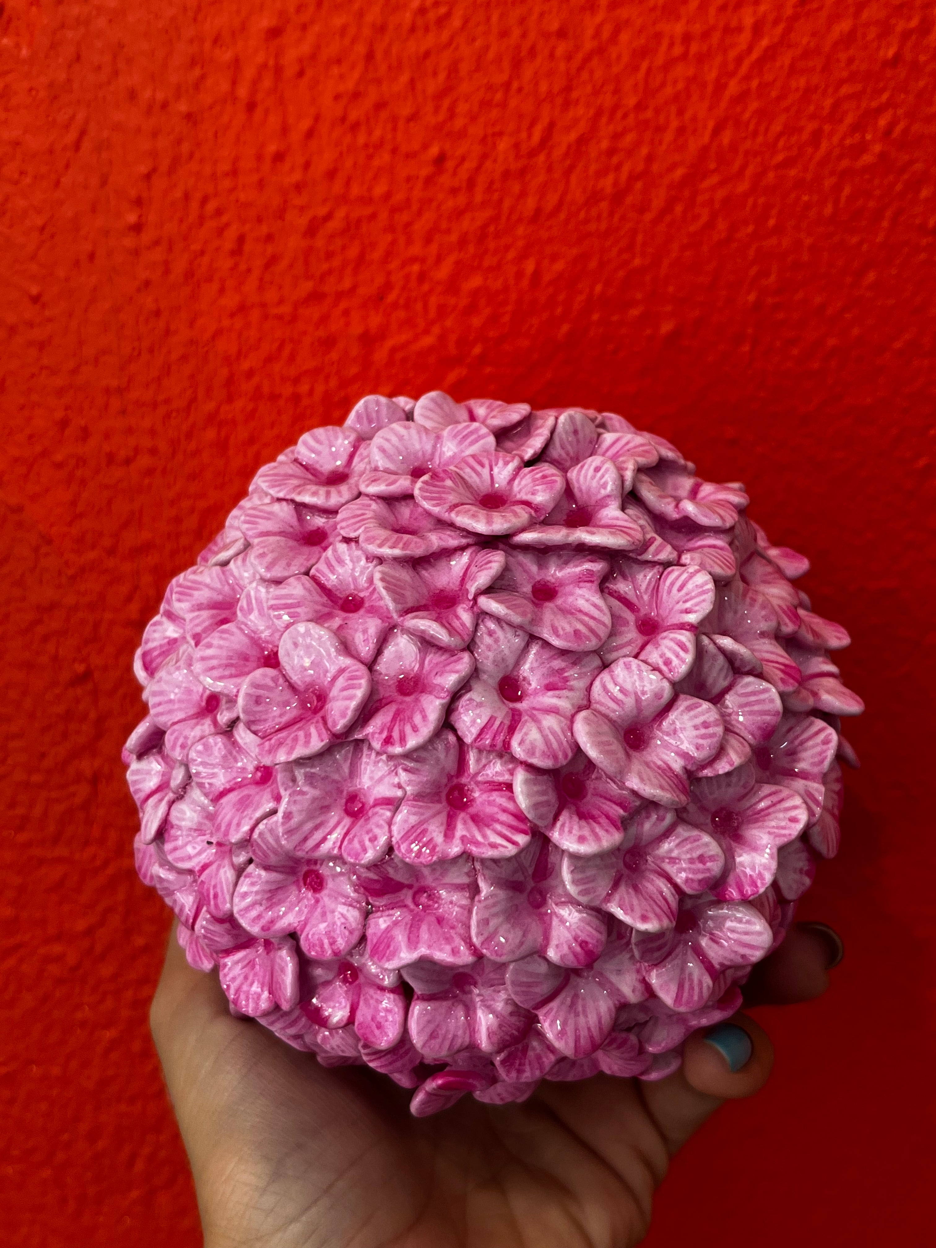 Boule hortensia artisanale rose