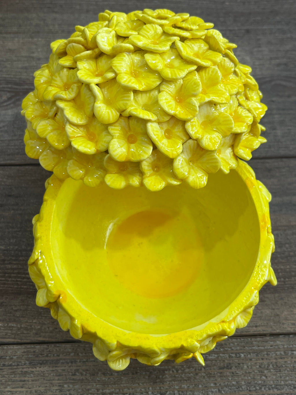 Boule hortensia artisanale jaune