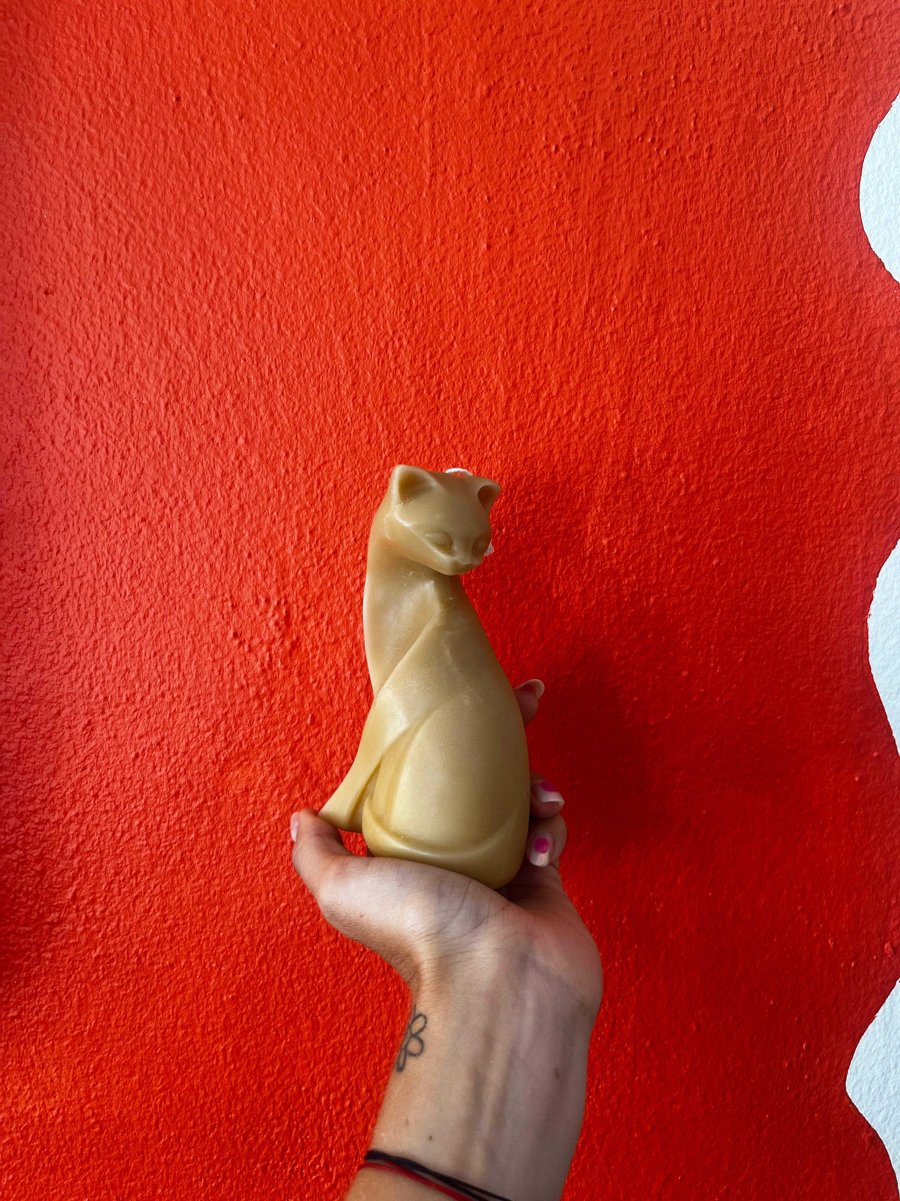 Bougie cire d’abeille grand chat