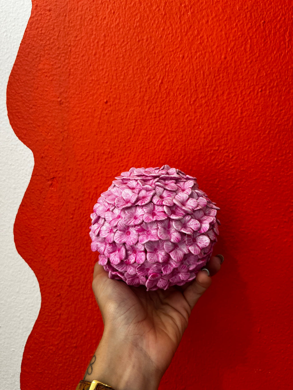 Boule hortensia artisanale rose