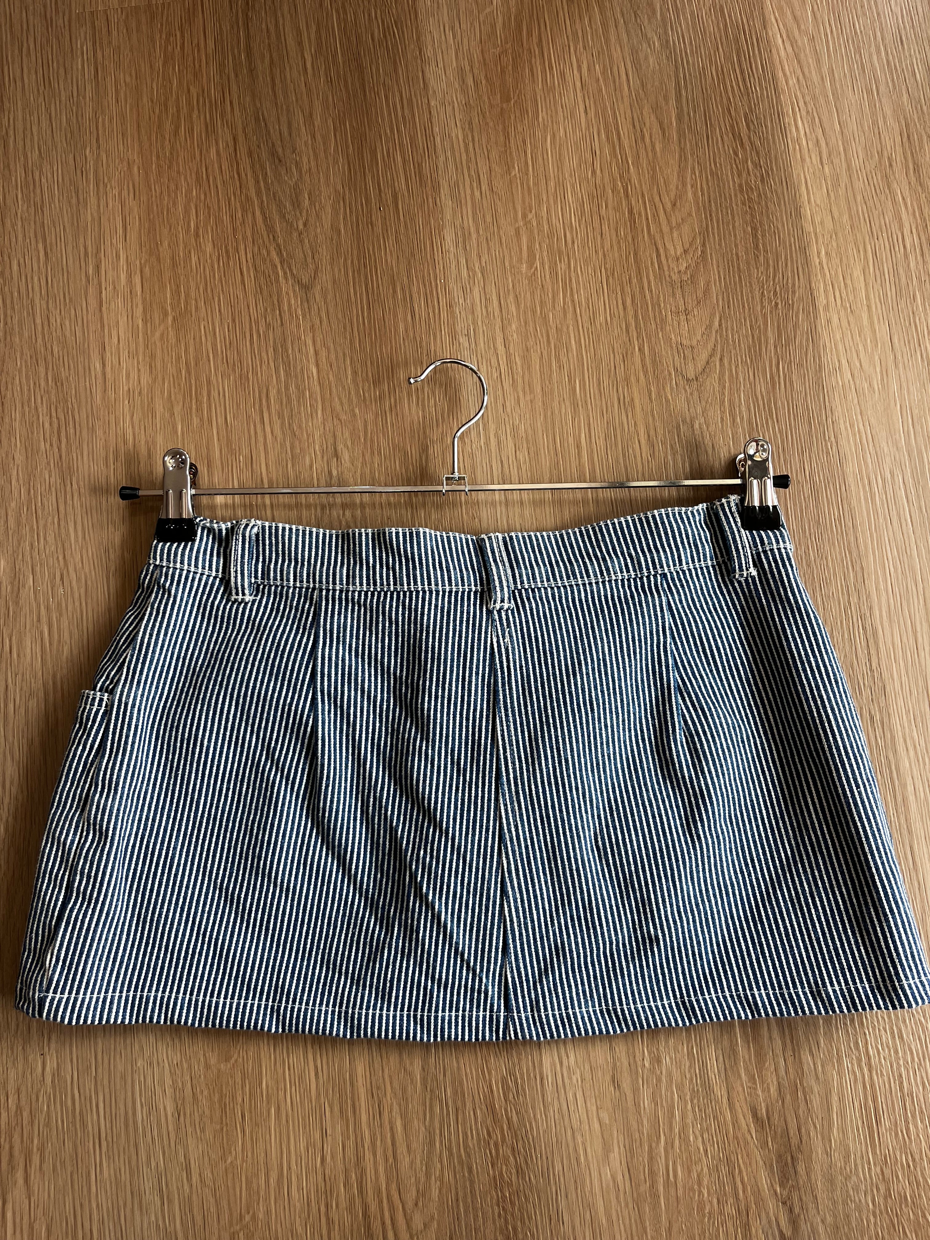 Mini jupe bleue a rayures vintage