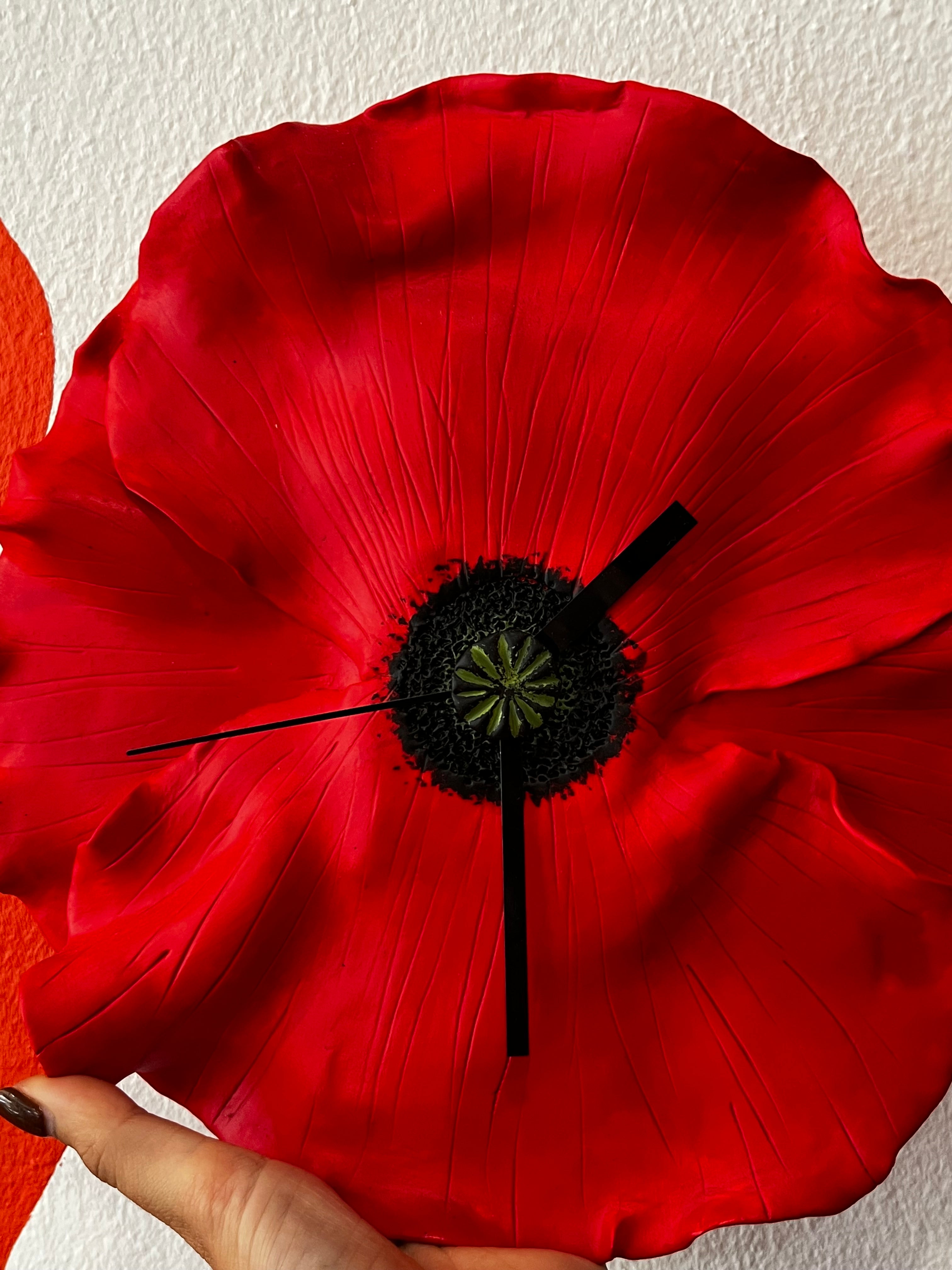 Horloge coquelicot artisanale