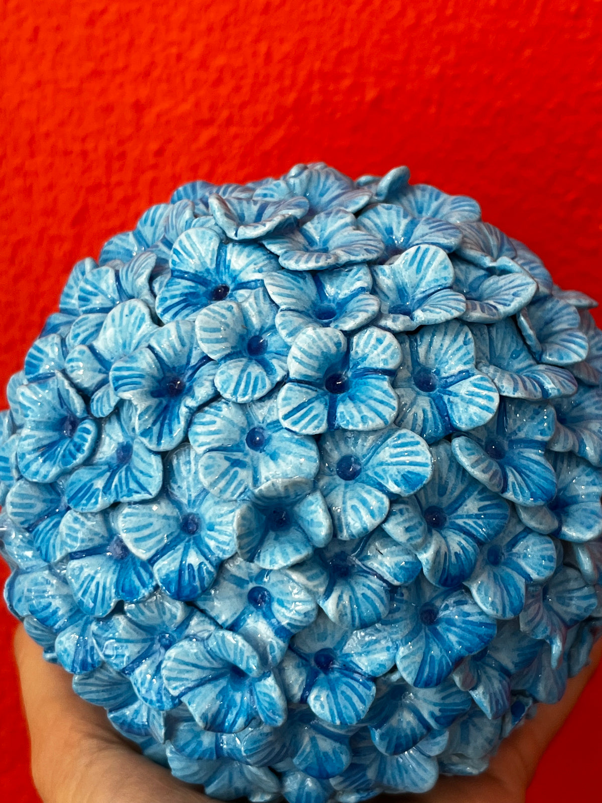 Boule hortensia artisanale bleue