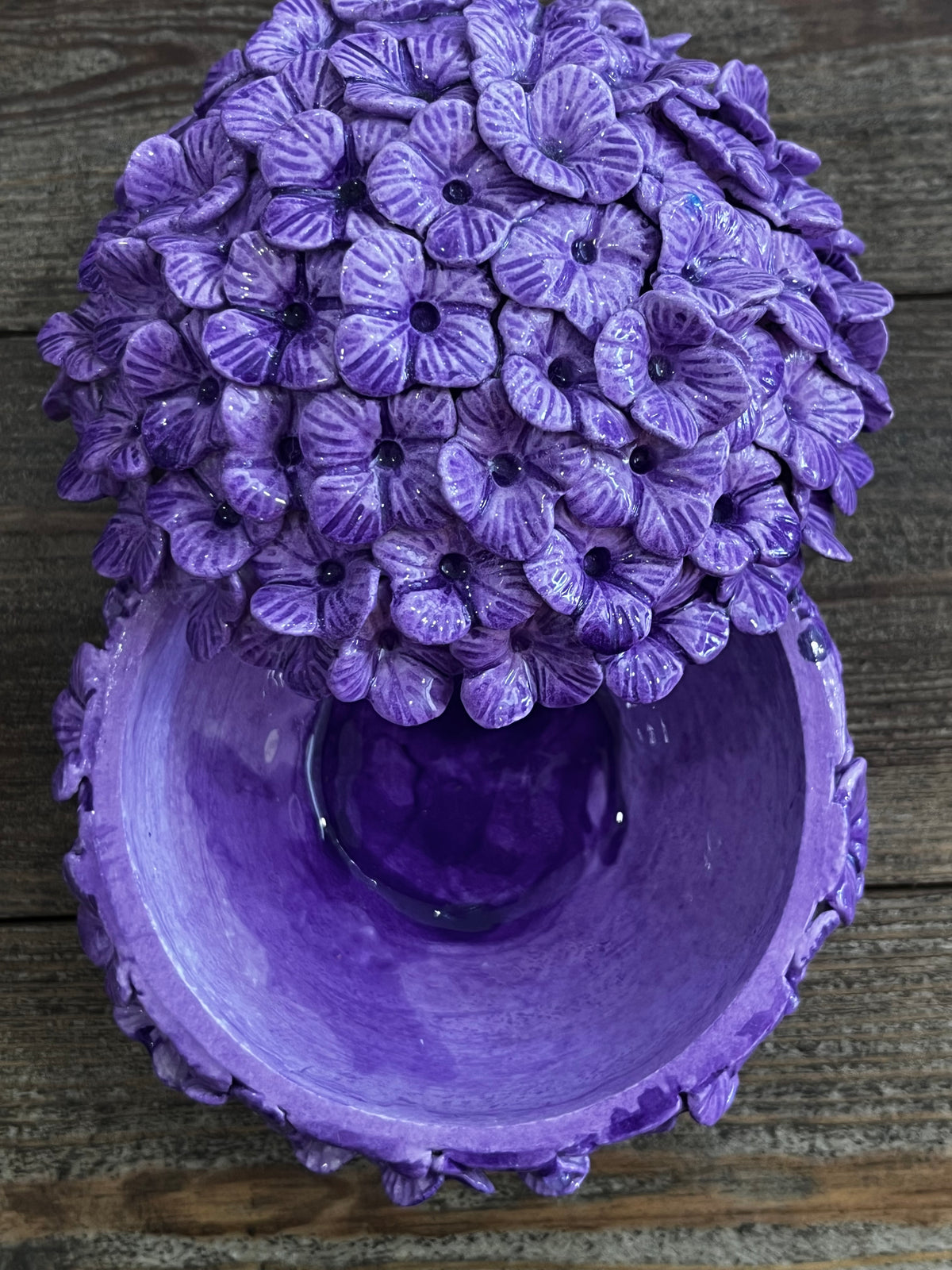 Boule hortensia artisanale violette