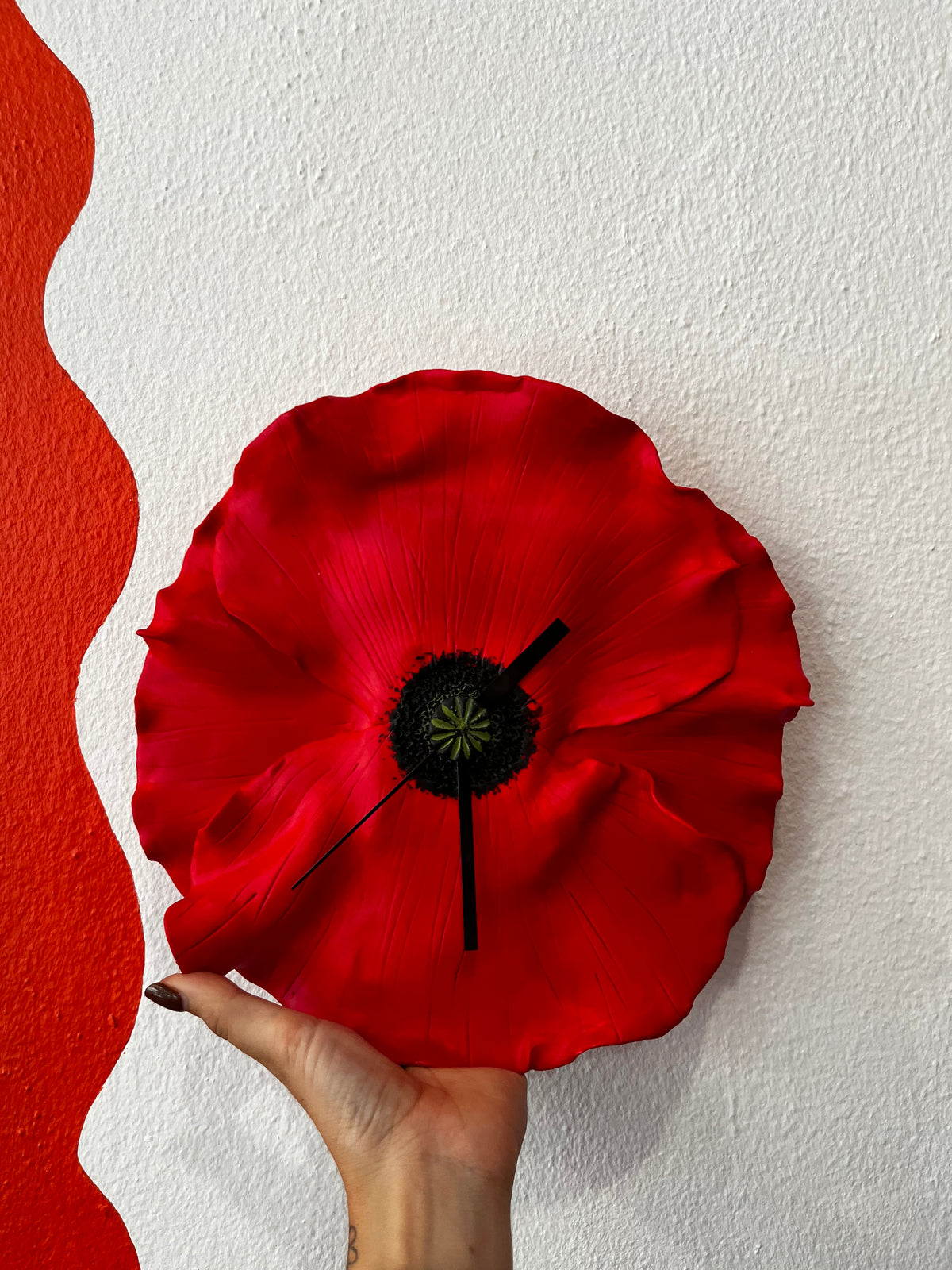 Horloge coquelicot artisanale