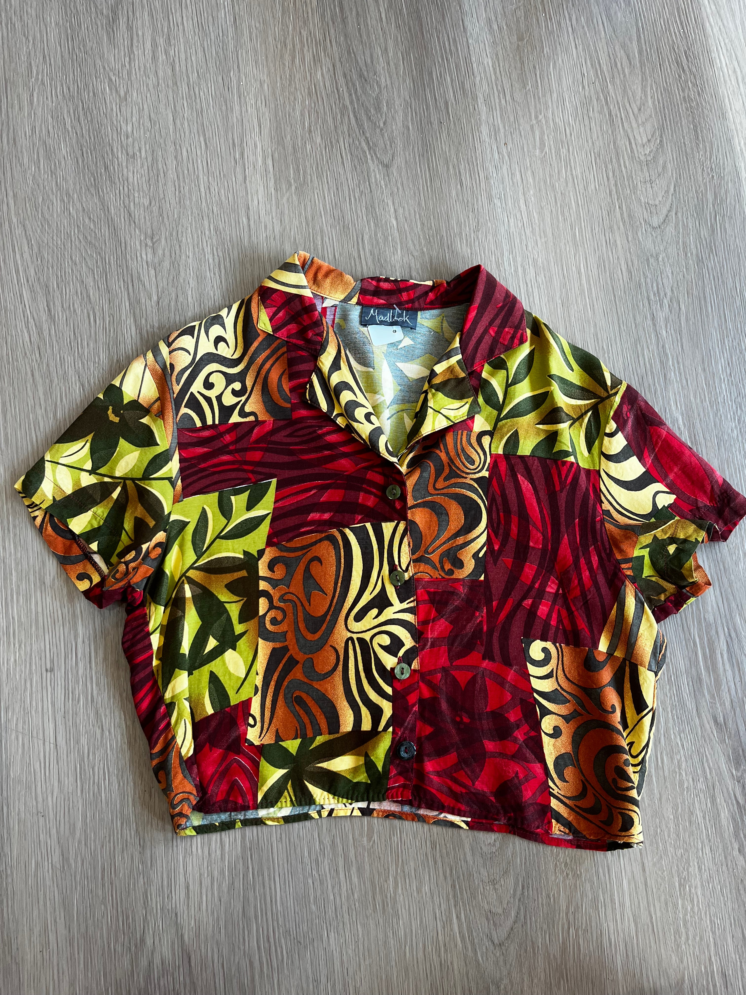 Chemise crop à motifs rétro