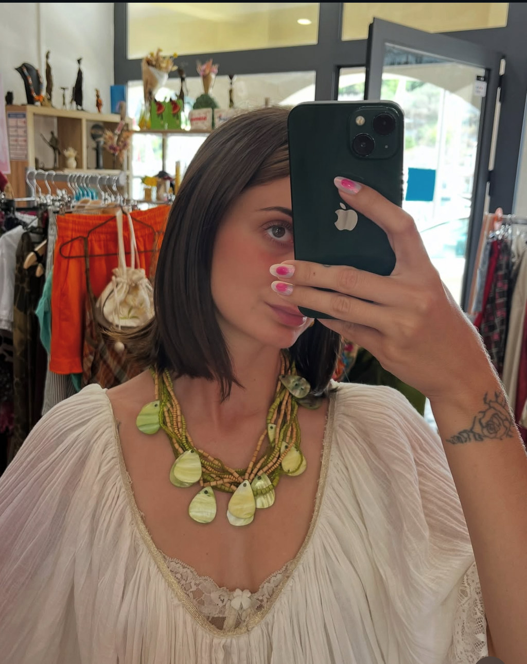 Collier vintage nacré vert