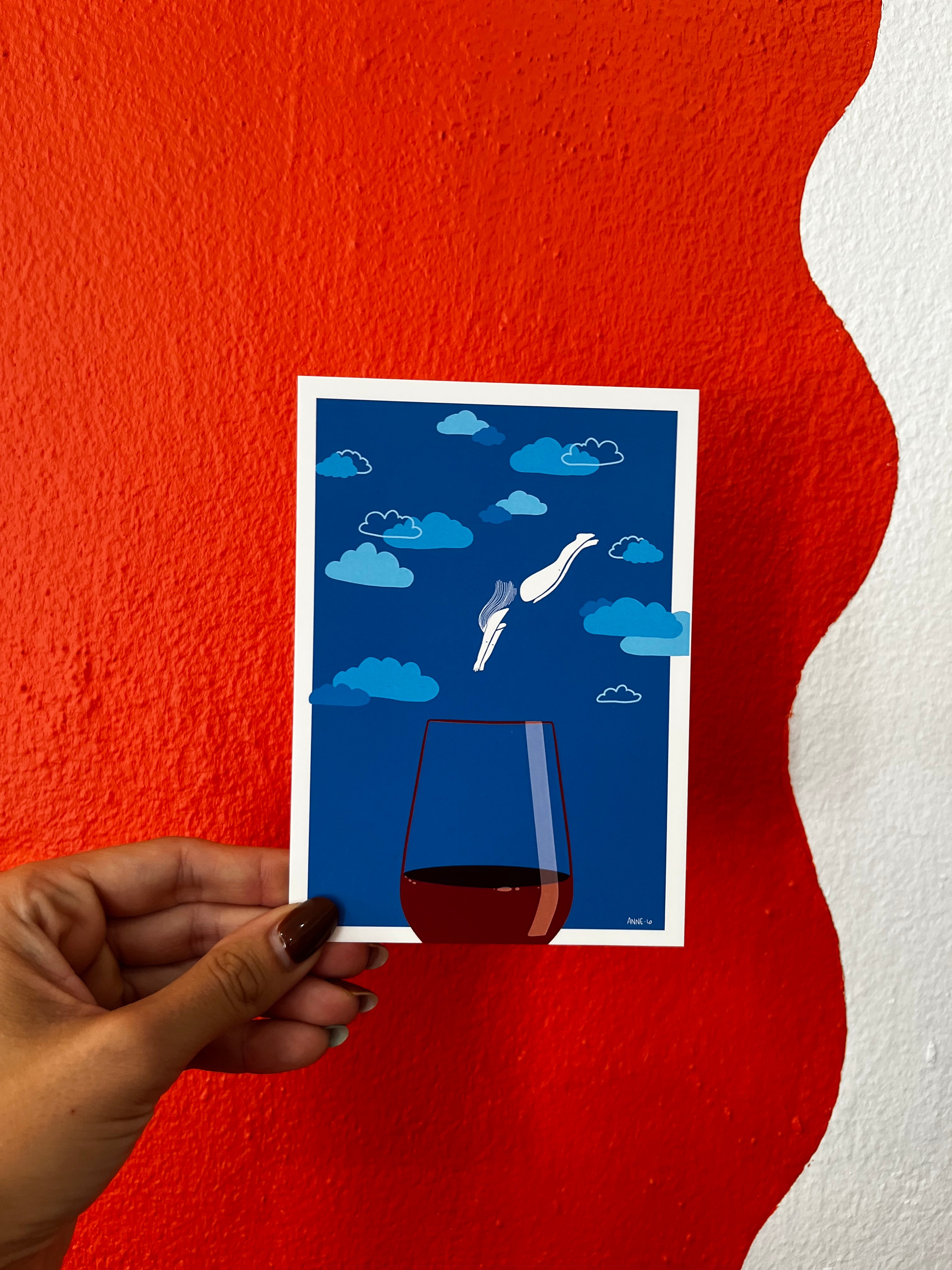 Carte postale plonger dans le verre