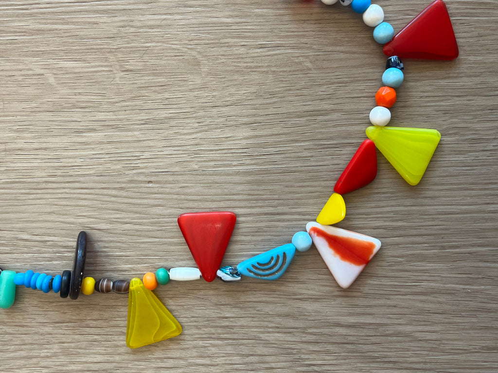 Collier multicolore perles de verre