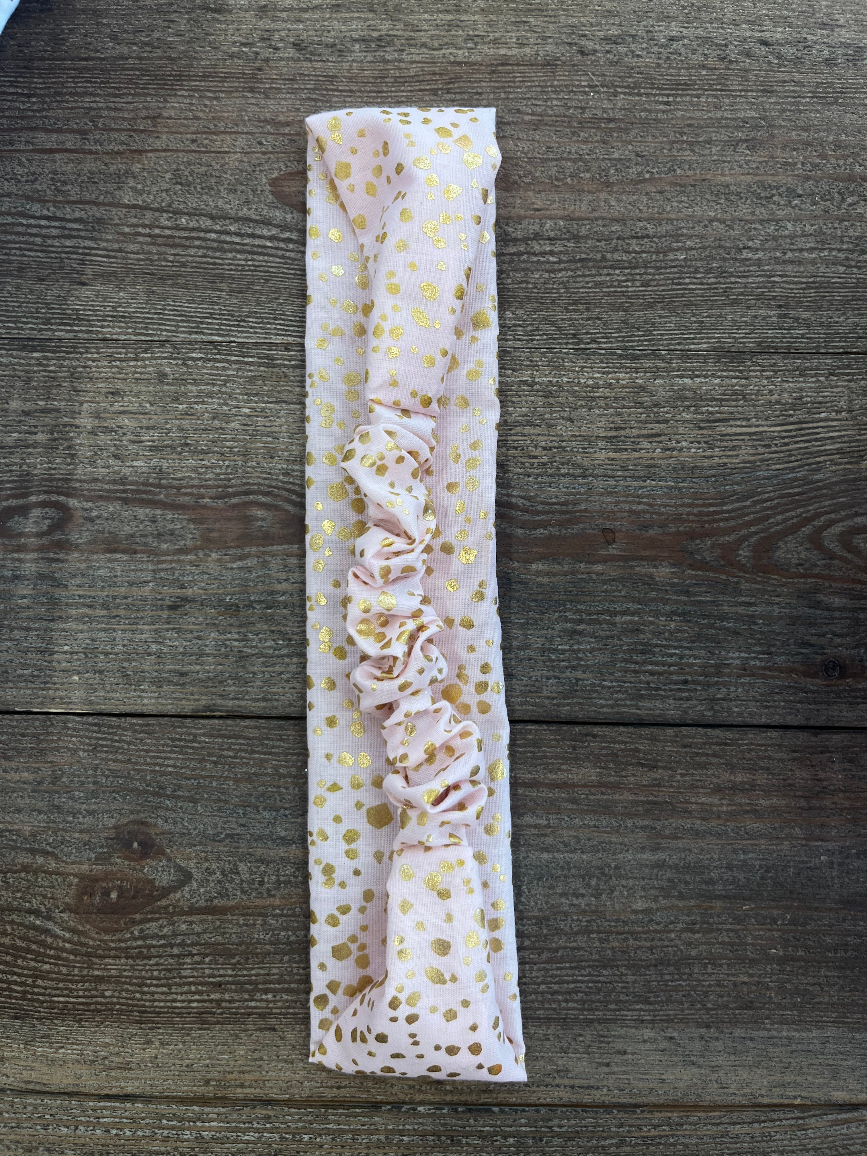 Bandeau élastique rose et doré