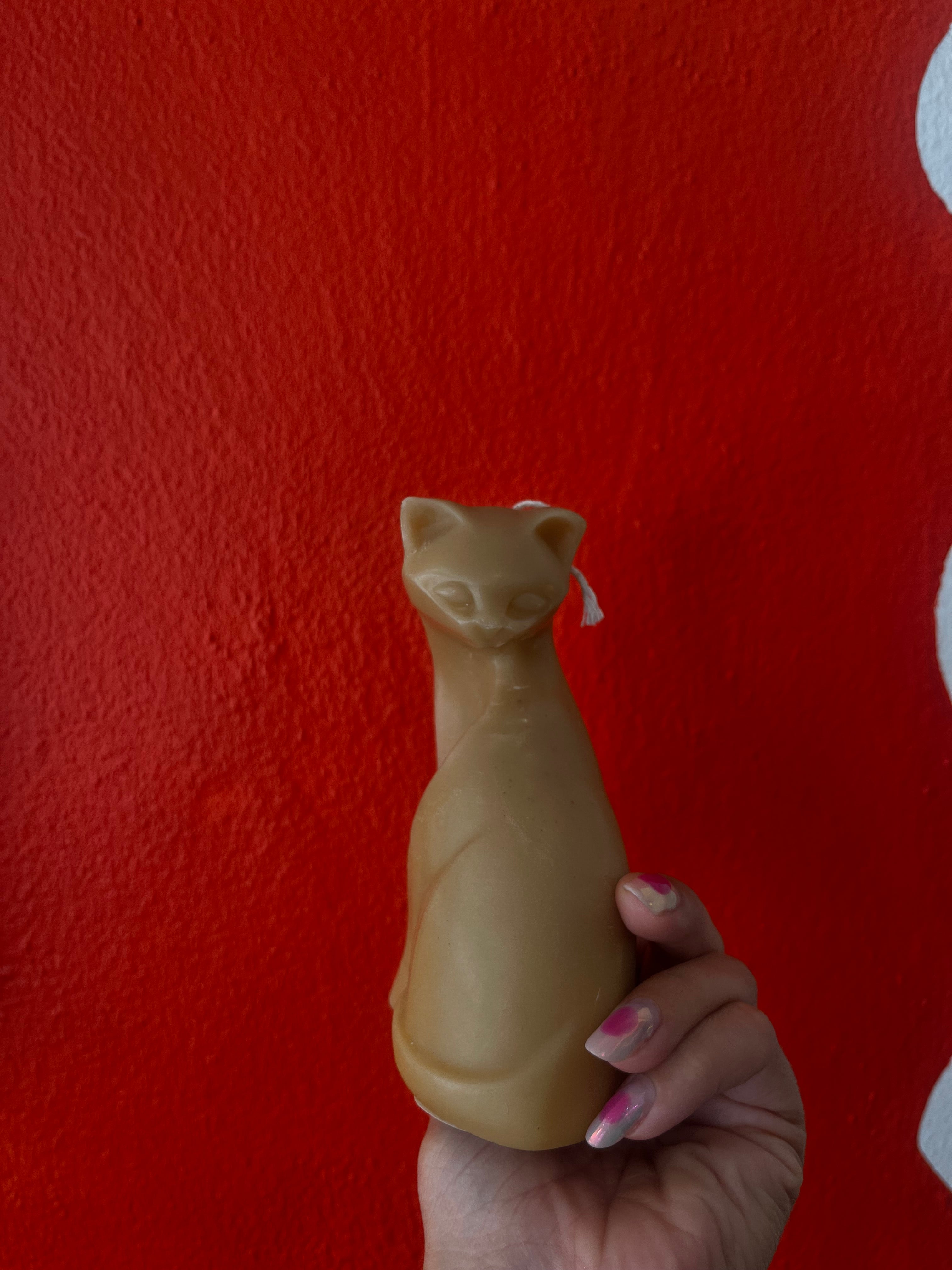 Bougie cire d’abeille grand chat