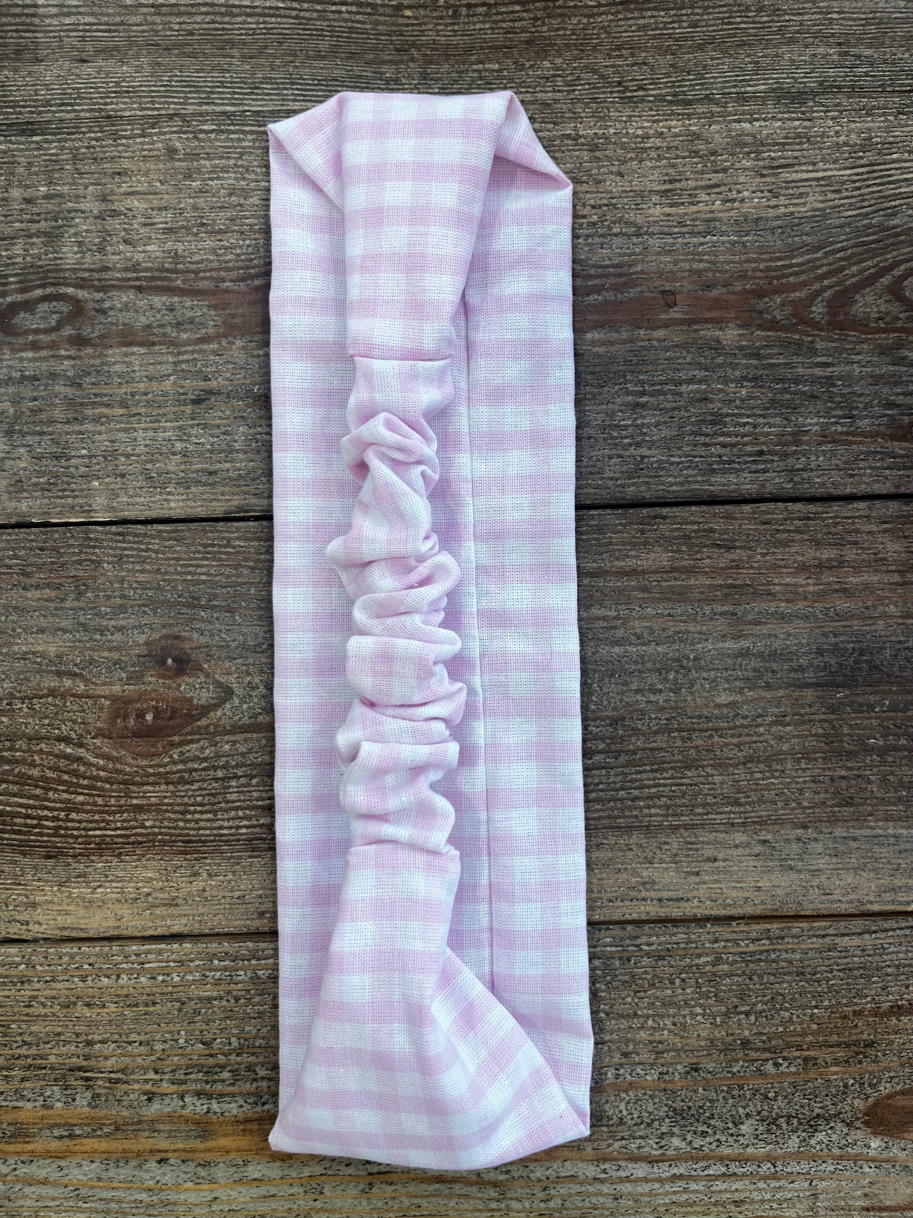 Bandeau élastique Vichy rose