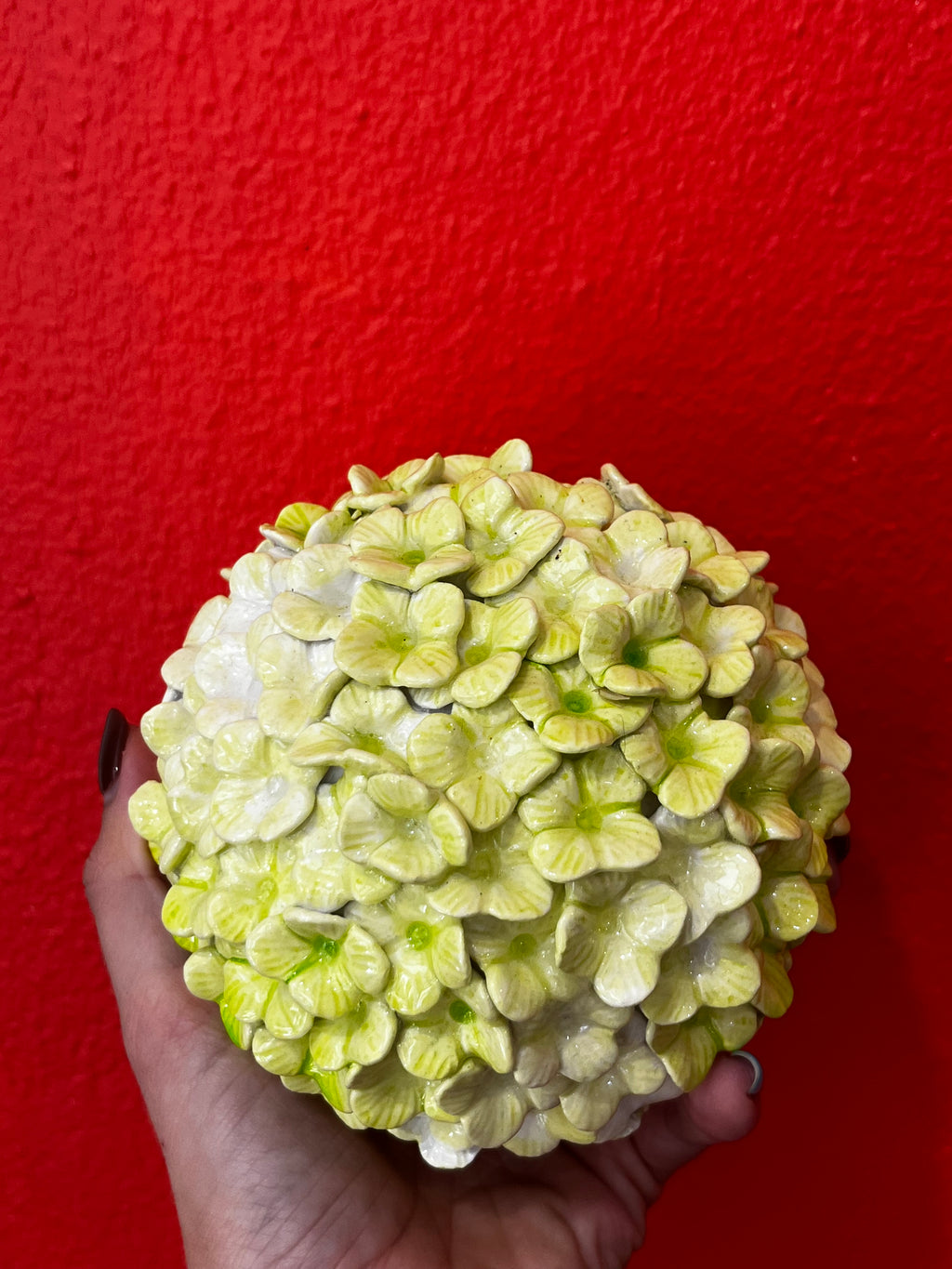 Boule hortensia artisanale verte