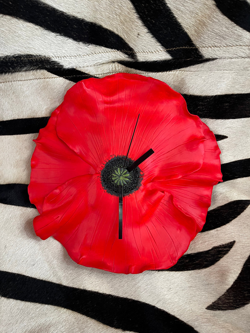 Horloge coquelicot artisanale