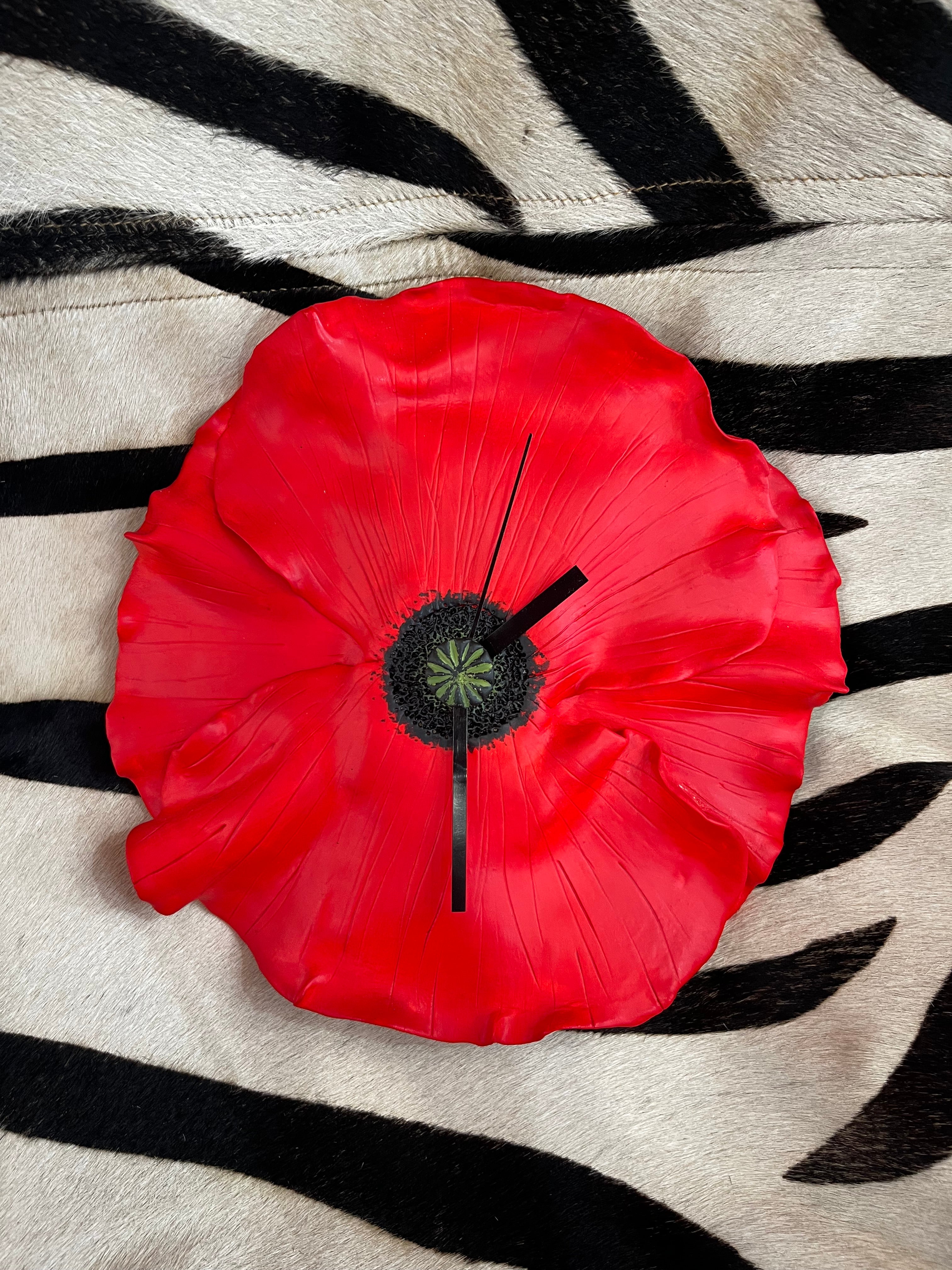 Horloge coquelicot artisanale