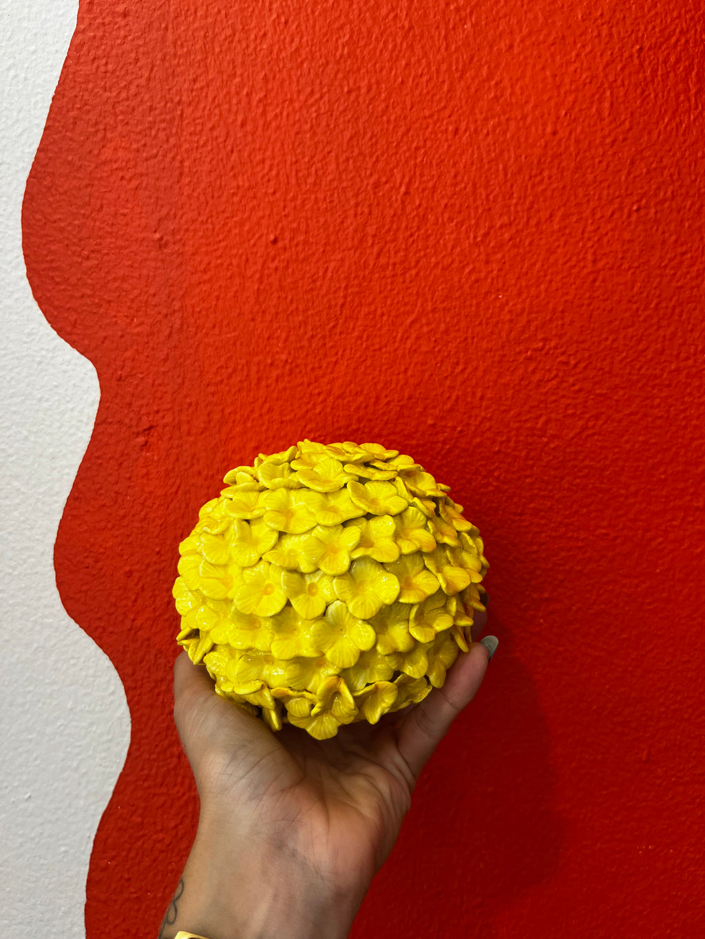 Boule hortensia artisanale jaune