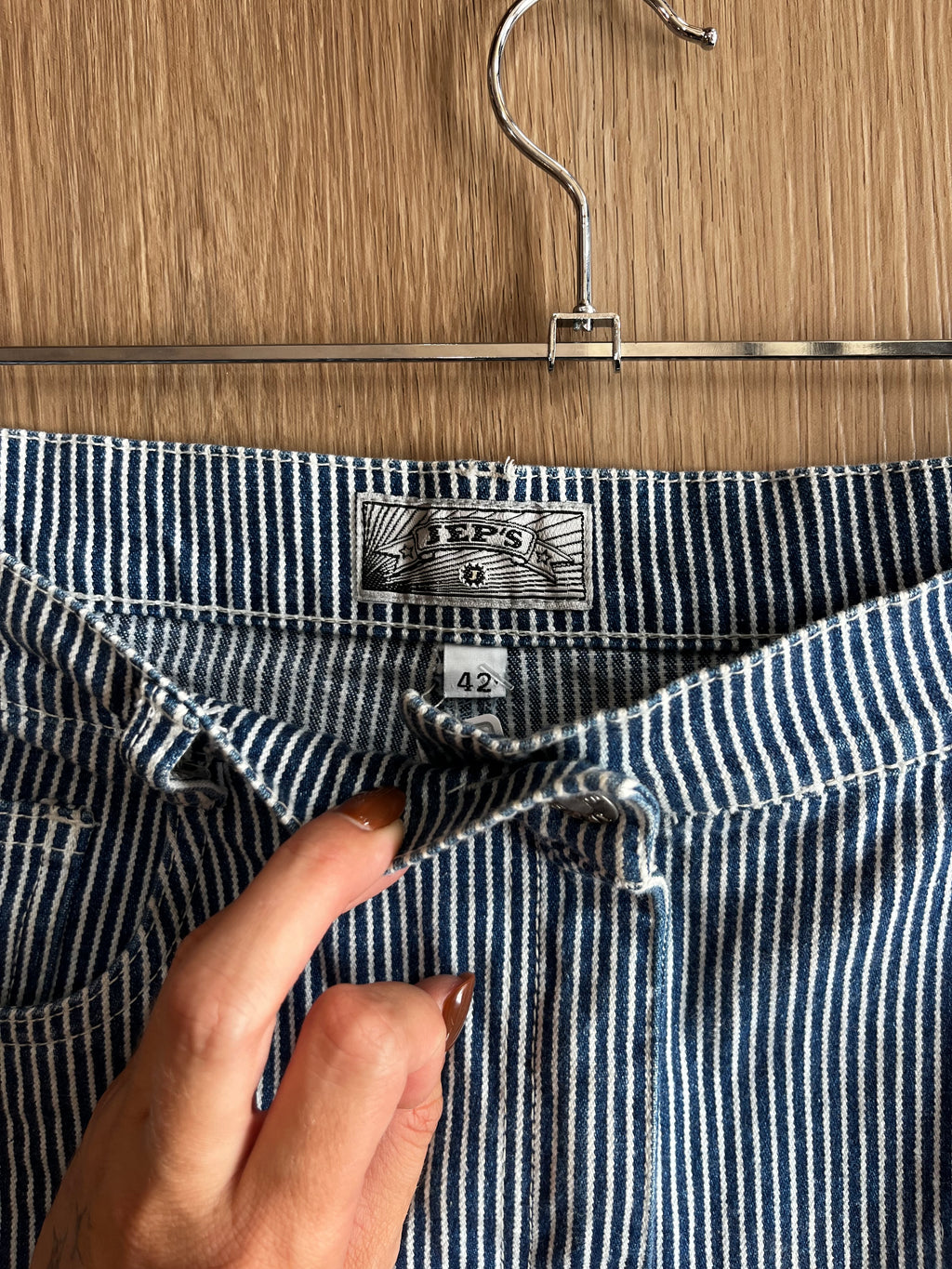 Mini jupe bleue a rayures vintage