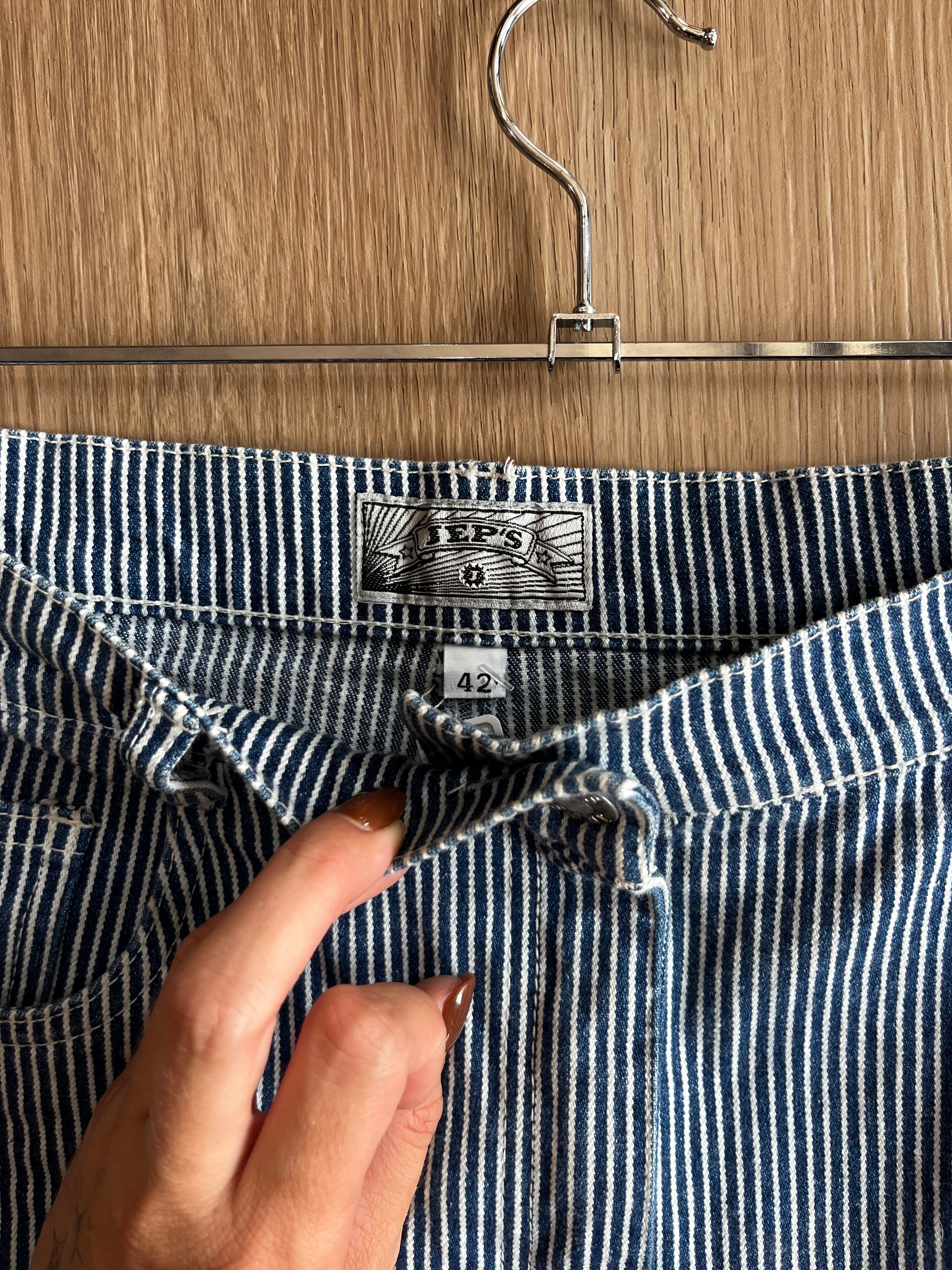 Mini jupe bleue a rayures vintage