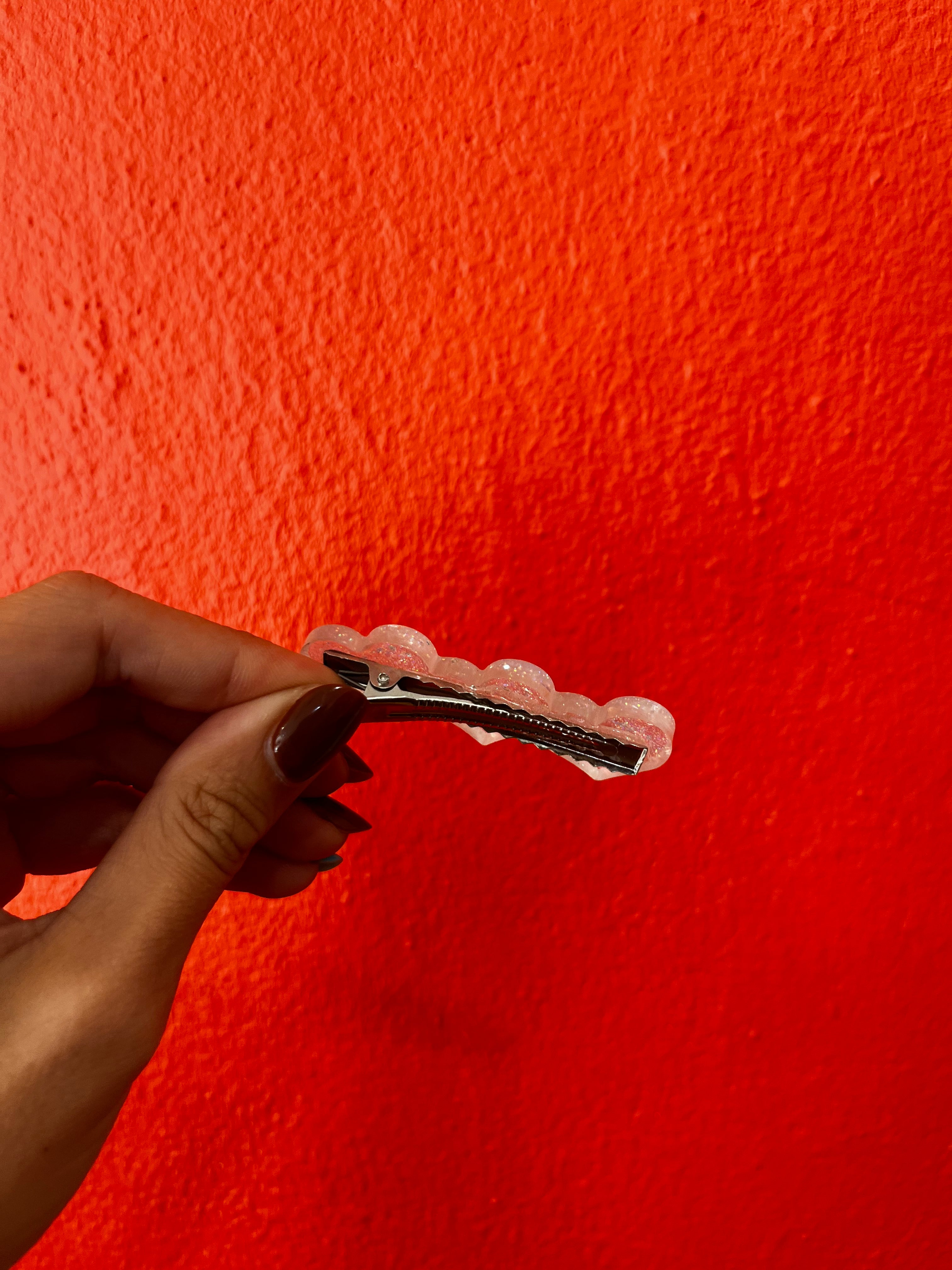 Barrette cœur blanche en résine