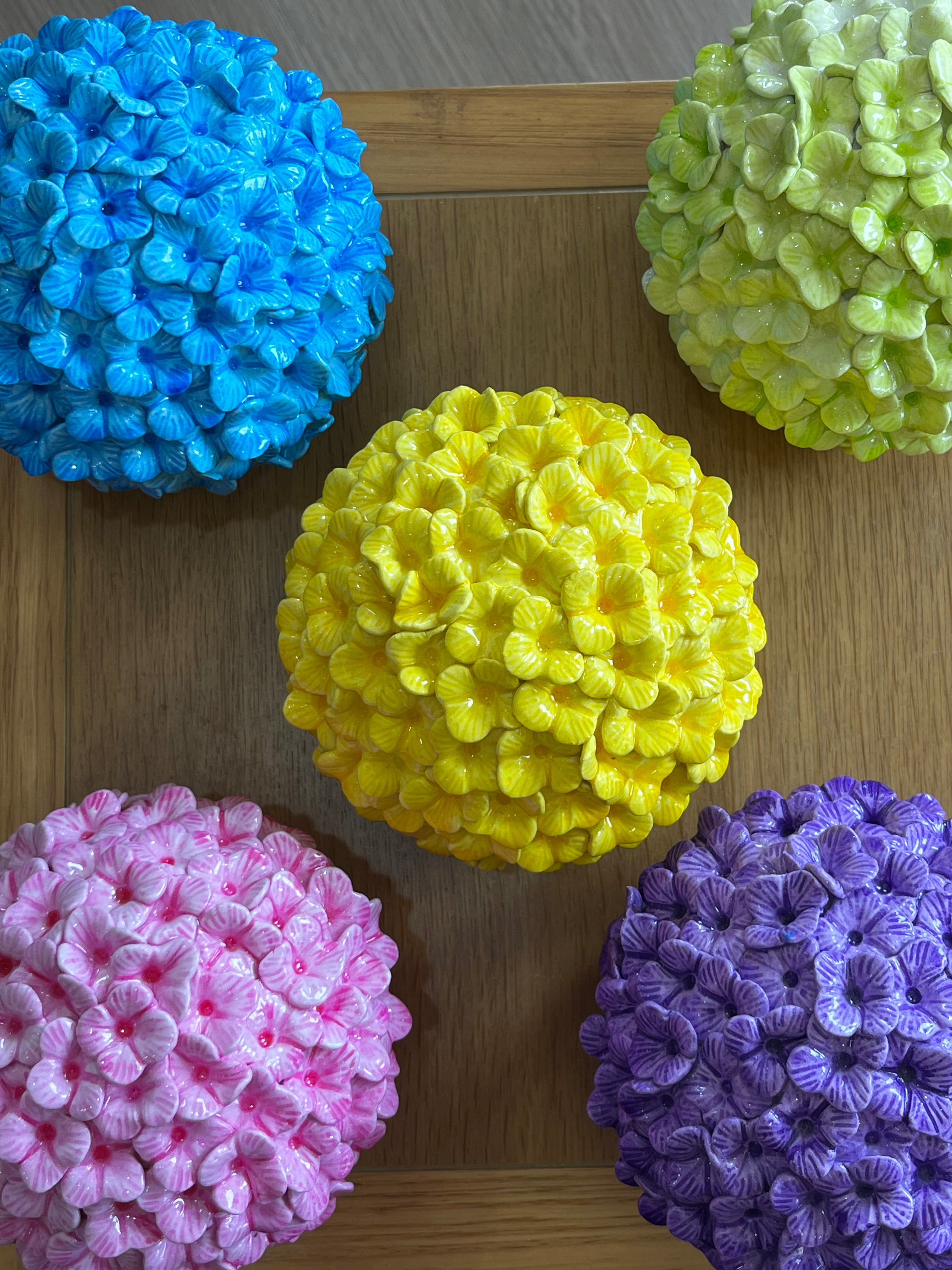 Boule hortensia artisanale bleue