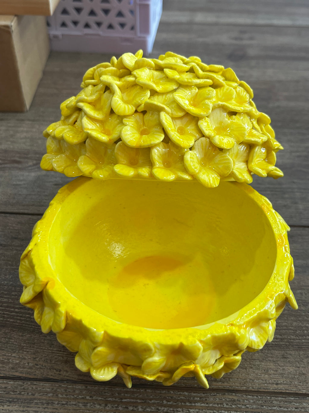 Boule hortensia artisanale jaune